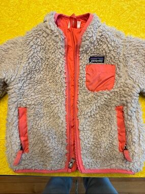 Patagonia Cream Sherpa Jacket with Coral Trim